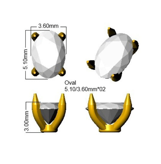 0.54ct Lab Diamond Oval Cut Stud Earrings in 9K Yellow Gold