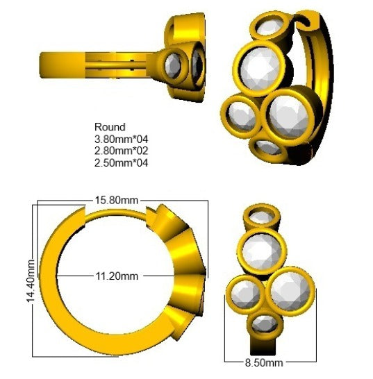 1.27ct Lab Diamond Round Cut Stud Earrings in 9K Yellow Gold