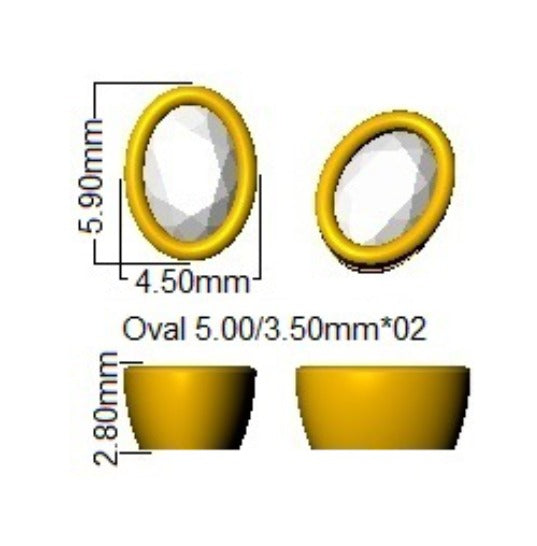 0.52ct Lab Diamond Oval Cut Stud Earrings in 9K Yellow Gold
