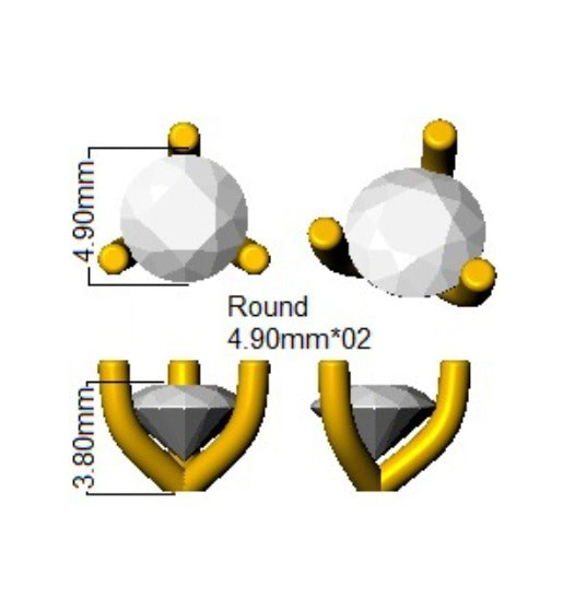 0.92ct Lab Diamond Round Cut Stud Earrings in 9K Yellow Gold