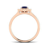 Vintage Oval Blue Sapphire Scalloped Halo Diamond Engagement Ring