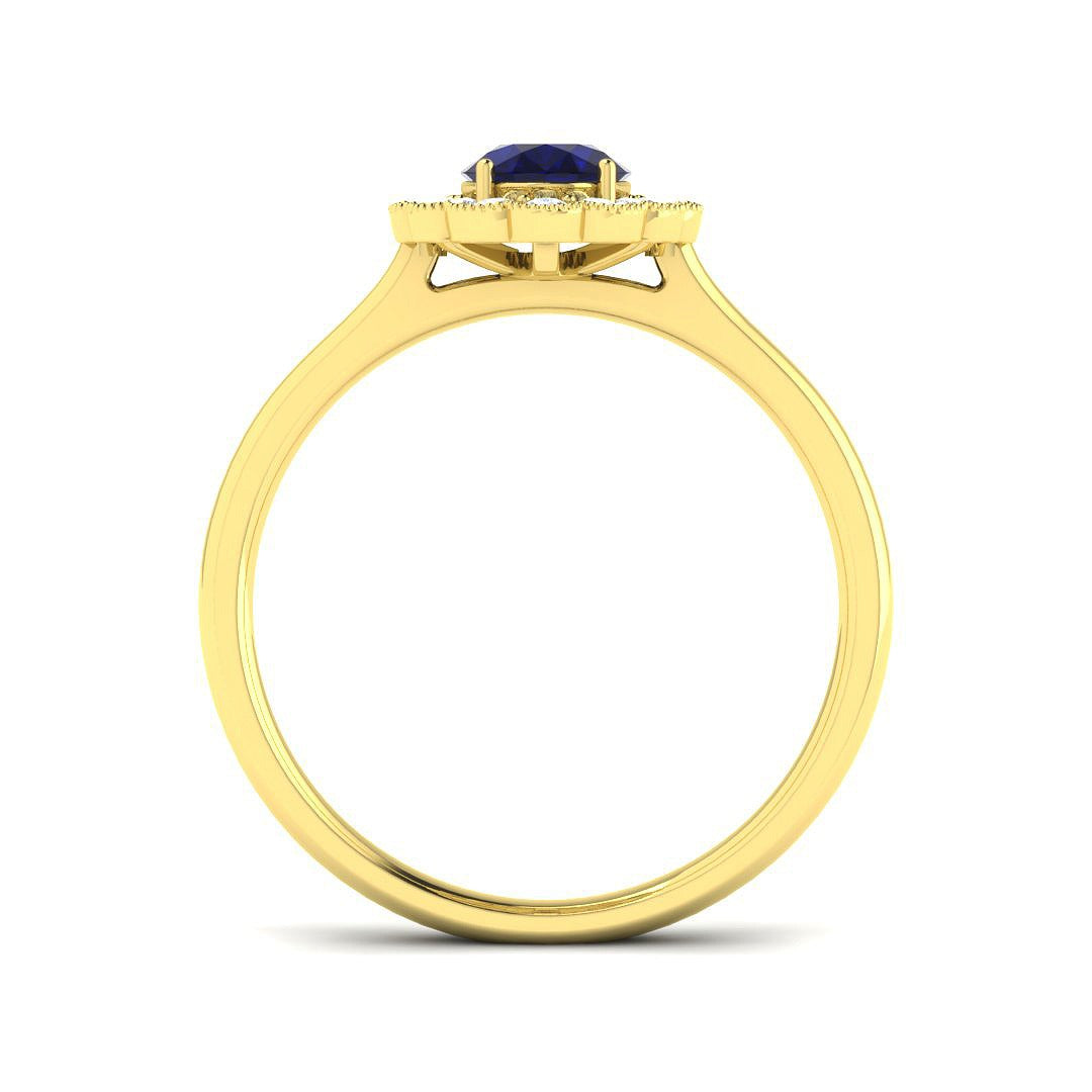Diamond Primroke Blue Sapphire Ring | 1.25ct