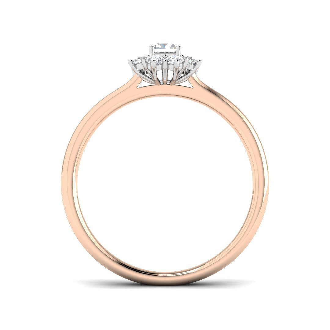 Emerald Cut Diamond Starburst Halo Ring | Lab & Natural Diamonds
