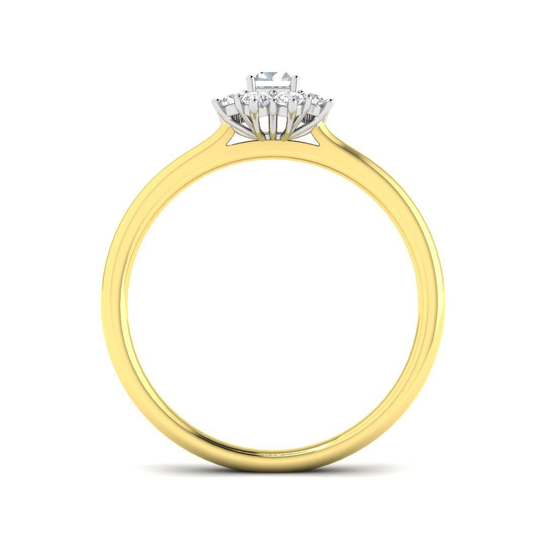Emerald Cut Diamond Starburst Halo Ring | Lab & Natural Diamonds