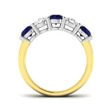 Alternating Round Blue Sapphire & Diamond Five Stone Ring | Gold & Platinum