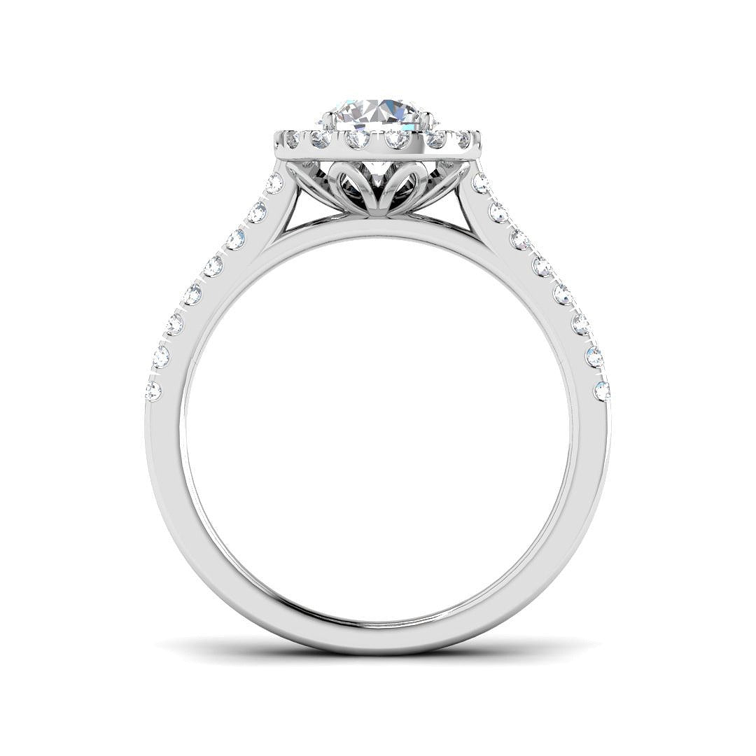 1.50Carat D-E/VS Lab Grown Diamond Halo Engagement Ring 9k White Gold Ready To Ship