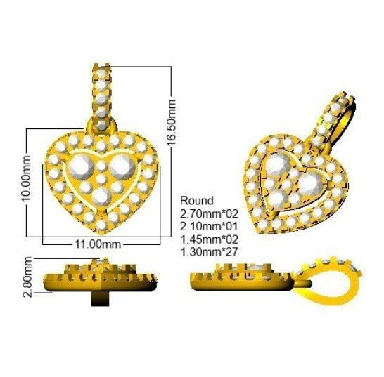 9ct White Gold 0.44ct Lab Grown Diamond Heart Pendant