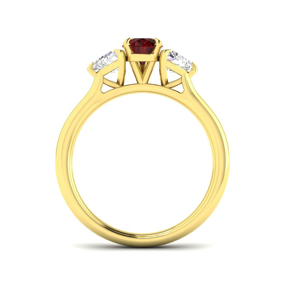 Pear Ruby with Diamond Side Stones