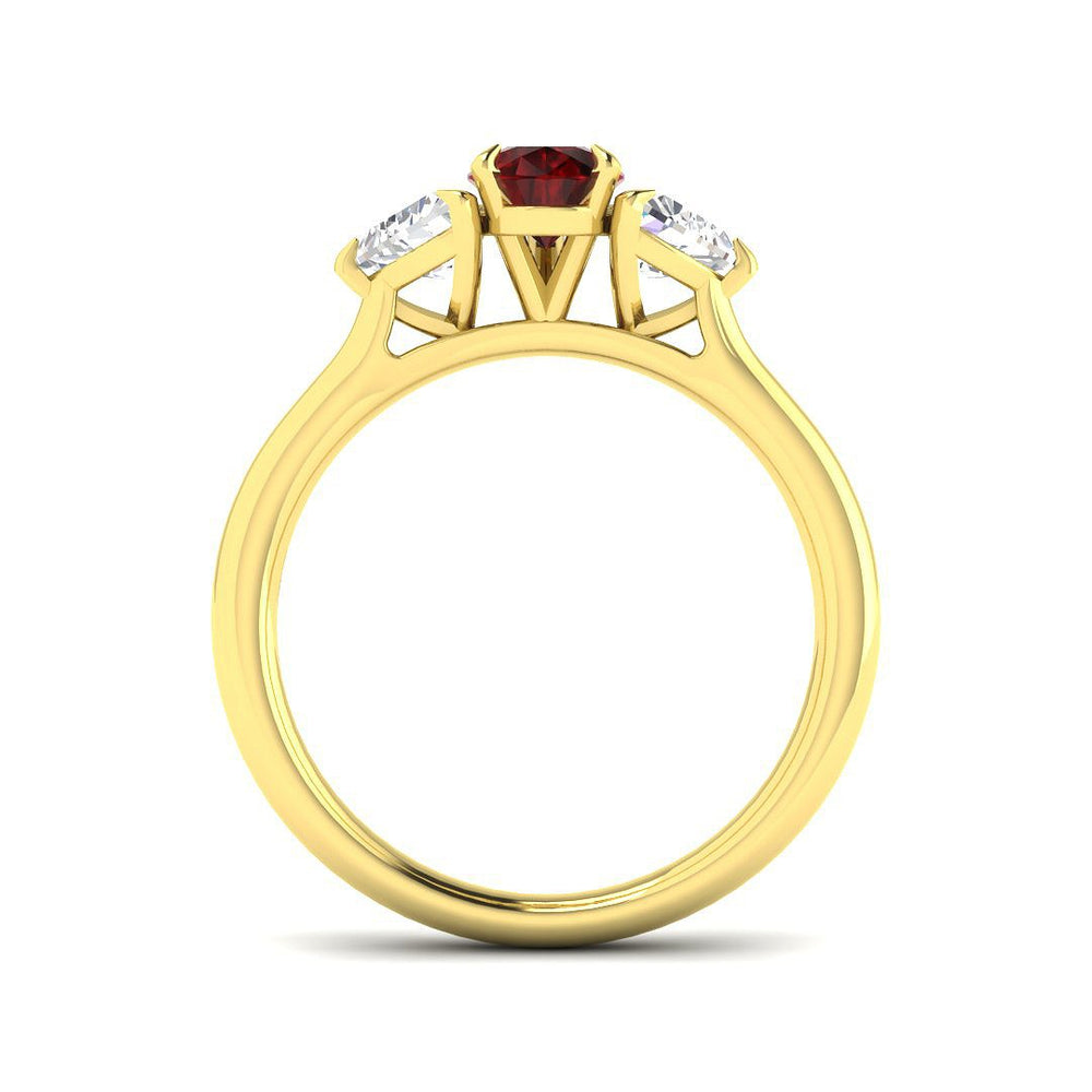 Pear Ruby with Diamond Side Stones