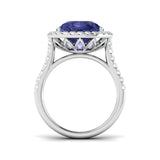 Pear Cut Tanzanite Ring with Diamond Halo