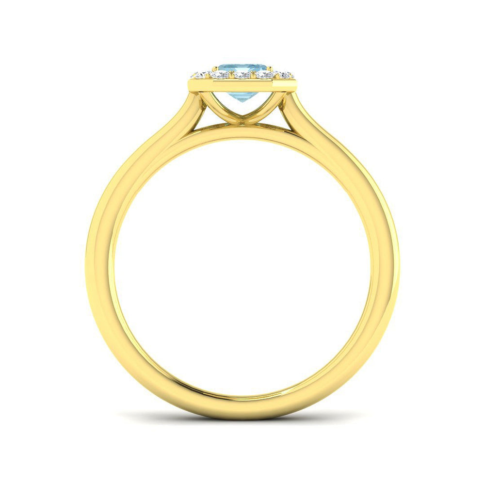 Vintage Emerald Cut Aquamarine Halo Engagement Ring