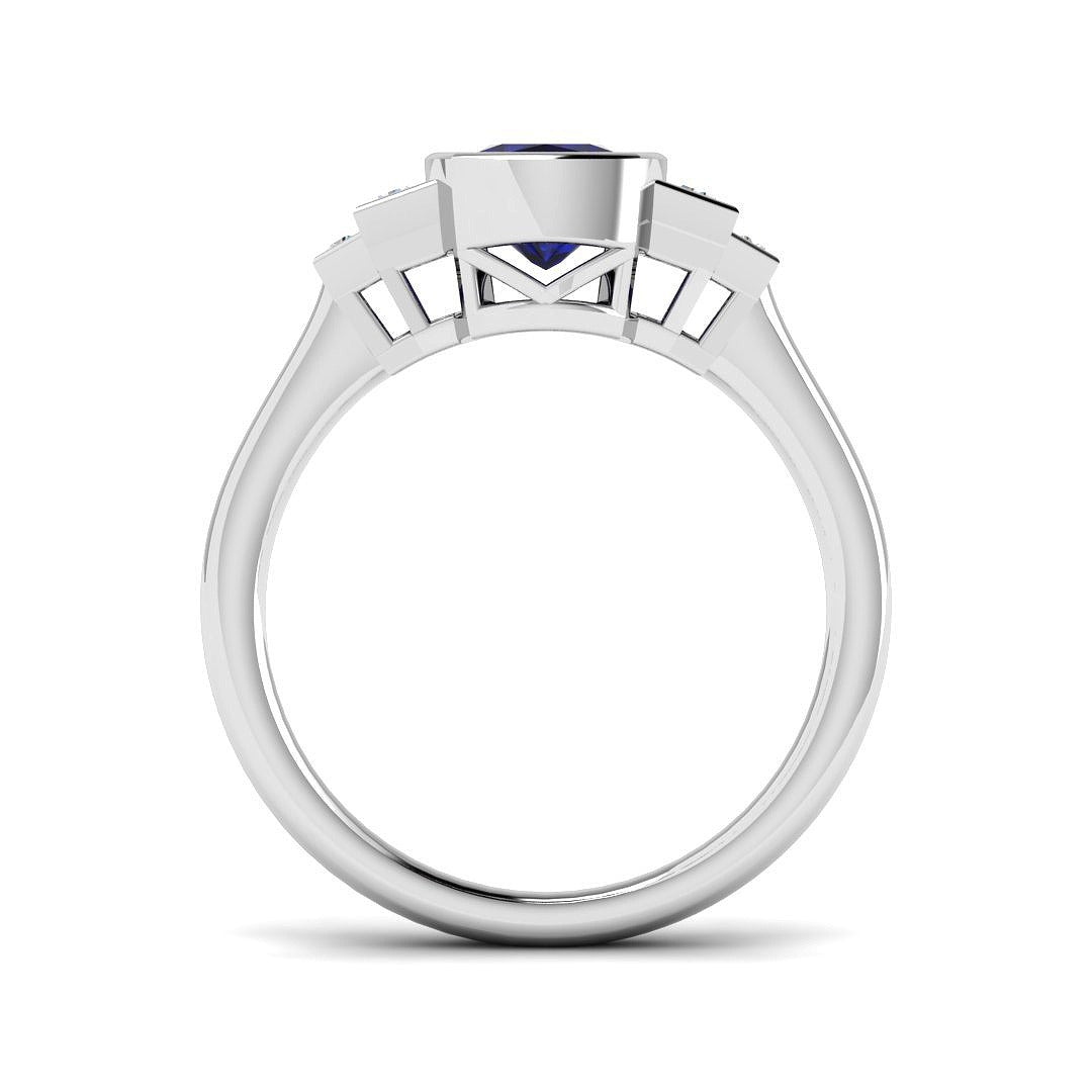 Diamond sikkob Blue Sapphire Ring | 1.25ct