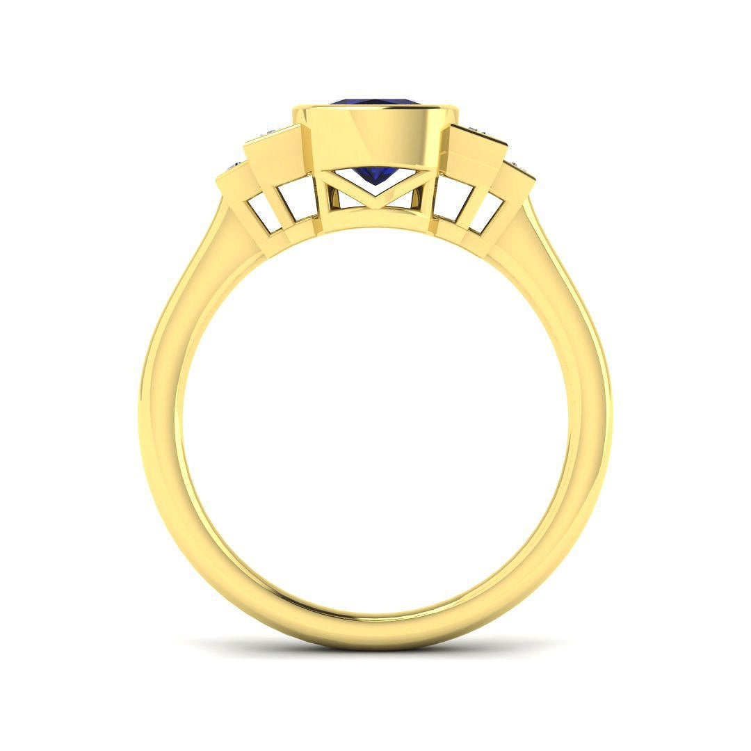 Diamond sikkob Blue Sapphire Ring | 1.25ct