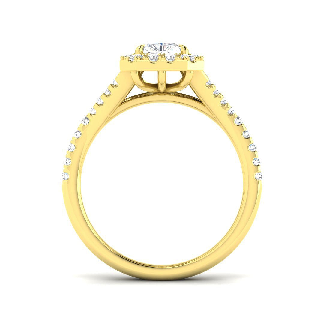 1.60Carat D-E/VS Lab Grown Diamond Halo Engagement Ring 18k Yellow Gold Ready To Ship