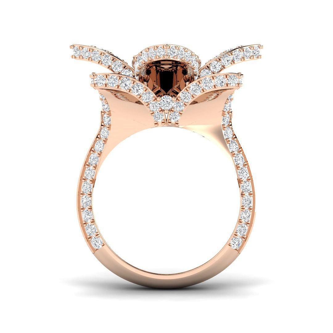 Floral Diamond Statement Ring 4ct Designer Petal UK Hallmarked