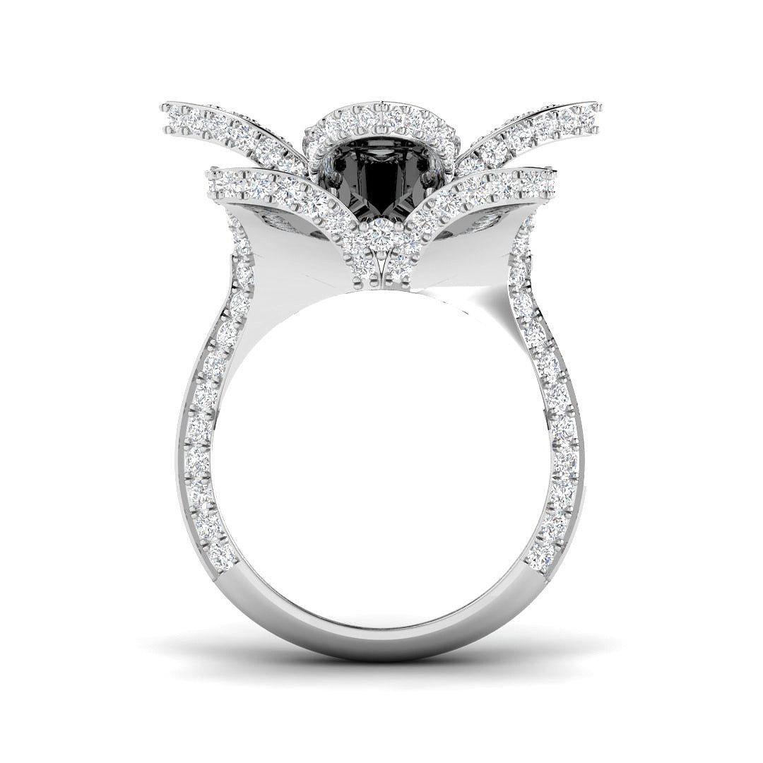 Floral Diamond Statement Ring 4ct Designer Petal UK Hallmarked