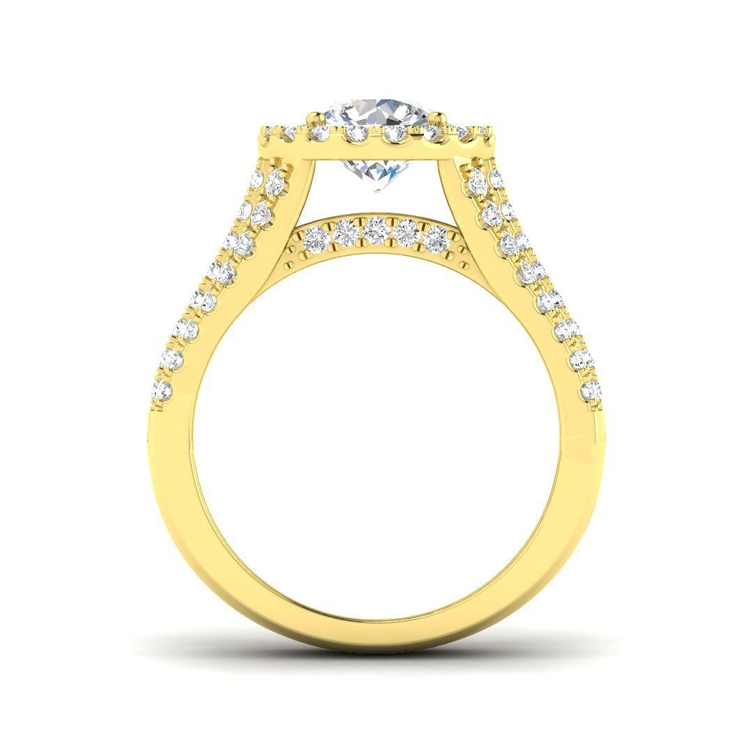 2.50Carat D-E/VS Lab Grown Diamond Halo Engagement Ring 9k Yellow Gold Ready To Ship