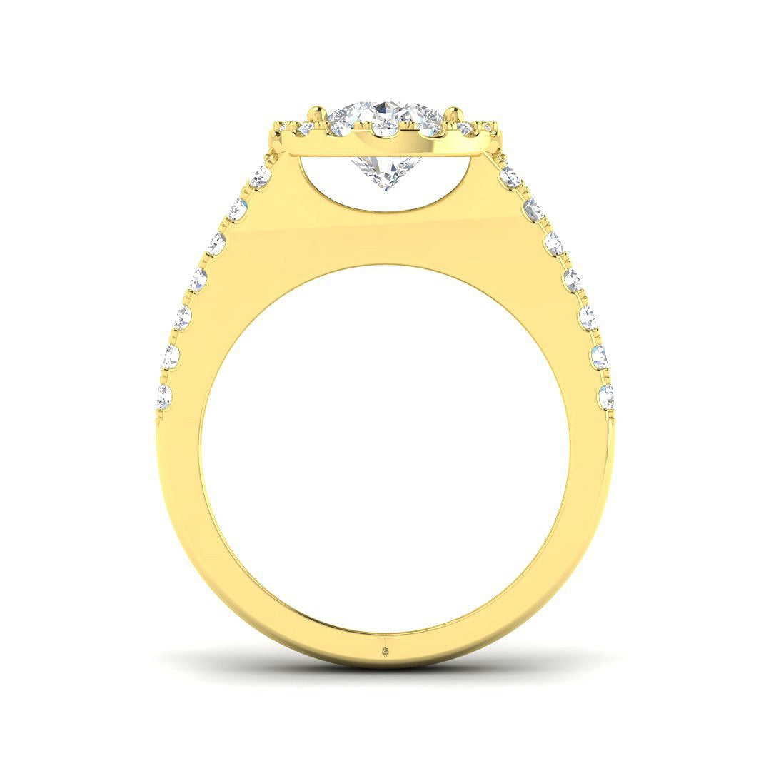2.50Carat D-E/VS Lab Grown Diamond Halo Engagement Ring 9k Yellow Gold Ready To Ship