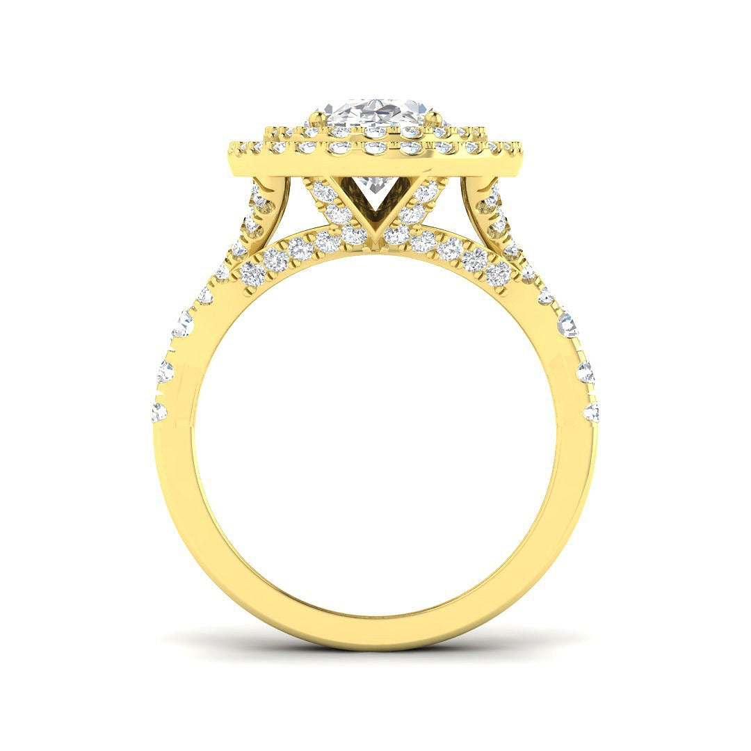 3.30Carat D-E/VS Lab Grown Diamond Halo Engagement Ring 9k Yellow Gold Ready To Ship