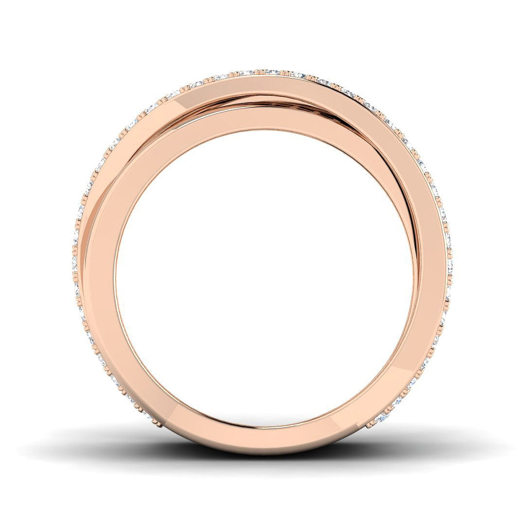 Diamond Crisscross Band Fancy Ring | 0.75ct | Hallmarked Gold & Platinum