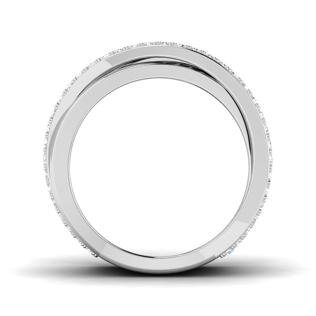Diamond Crisscross Band Fancy Ring | 0.75ct | Hallmarked Gold & Platinum