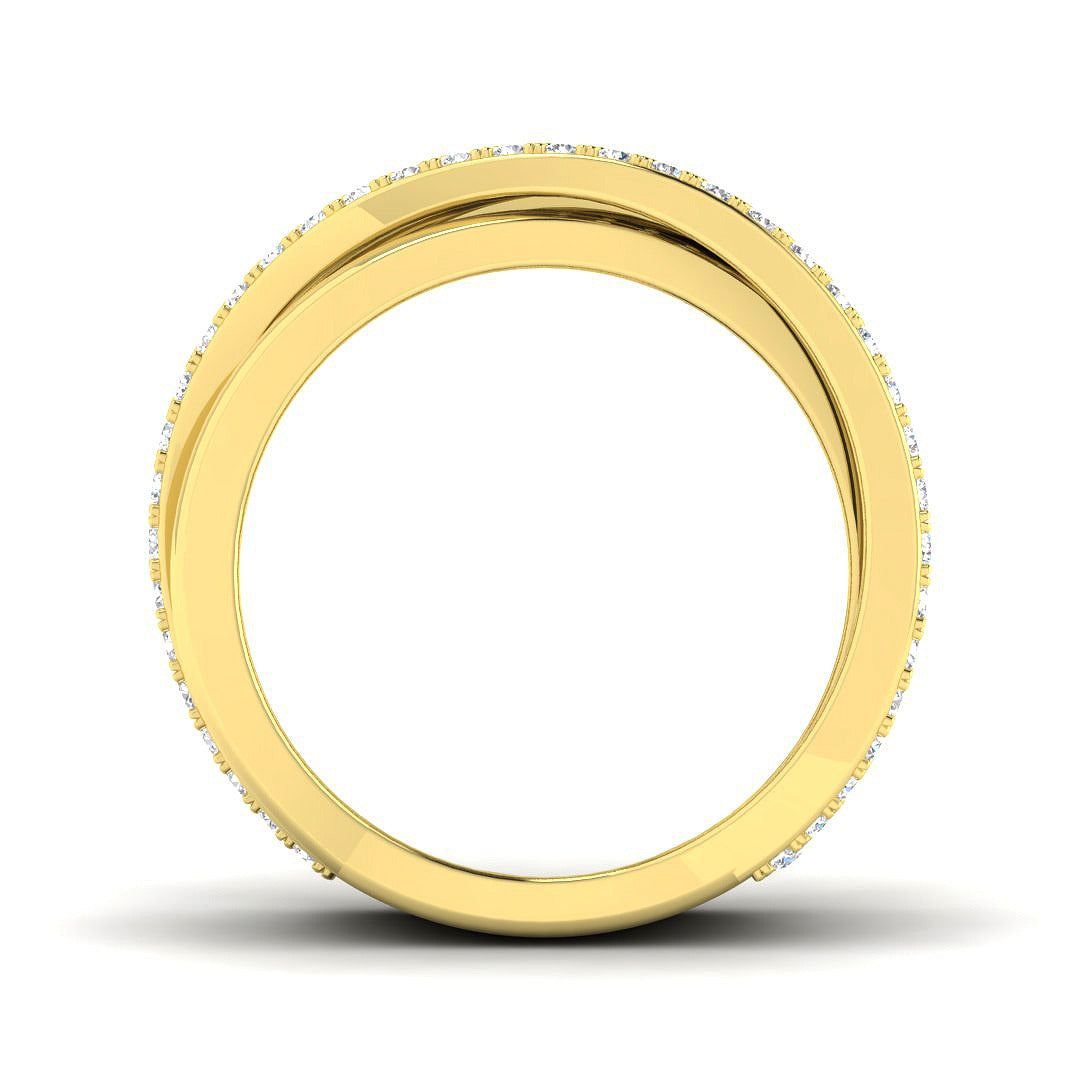 Diamond Crisscross Band Fancy Ring | 0.75ct | Hallmarked Gold & Platinum