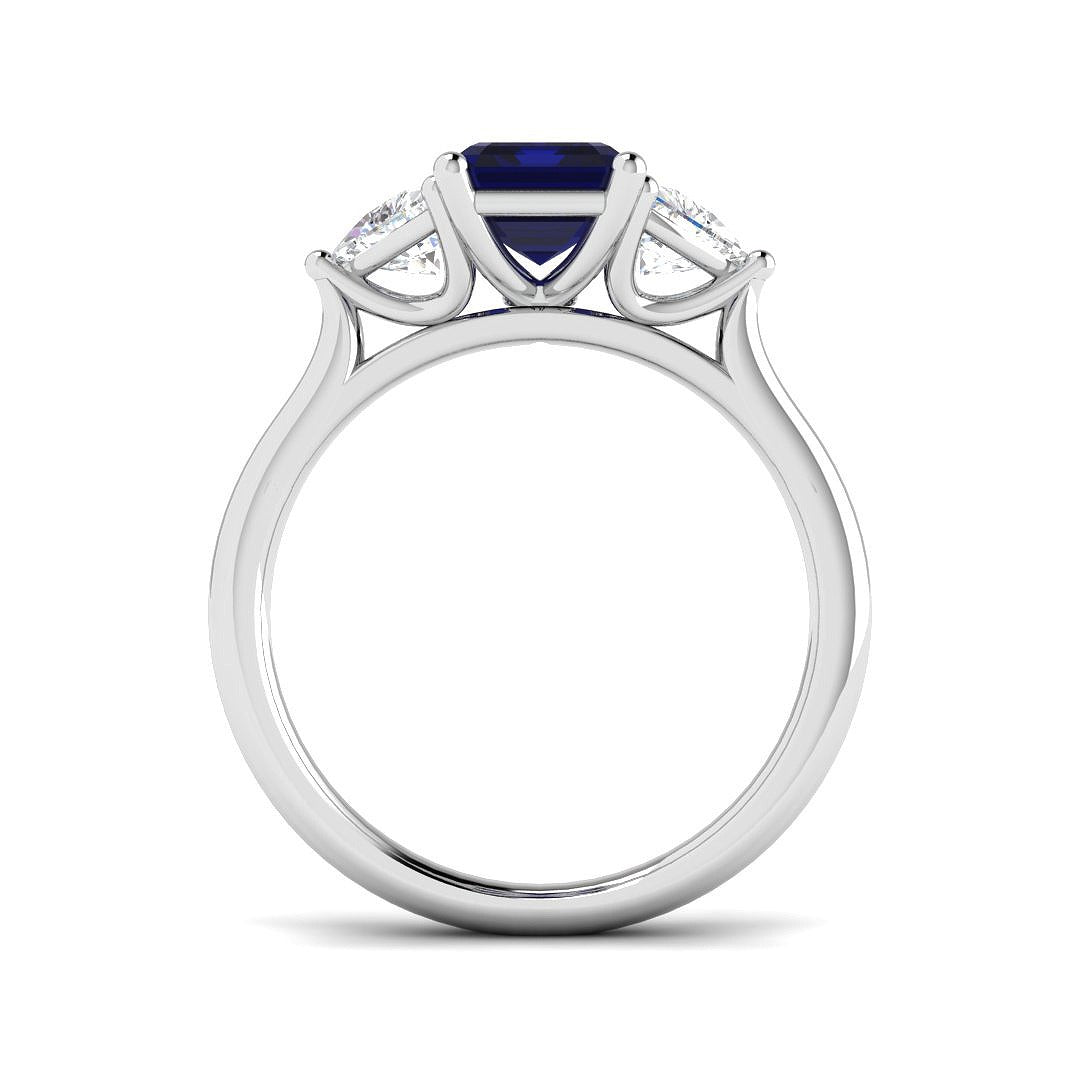 Blue Sapphire Three Stone Ring