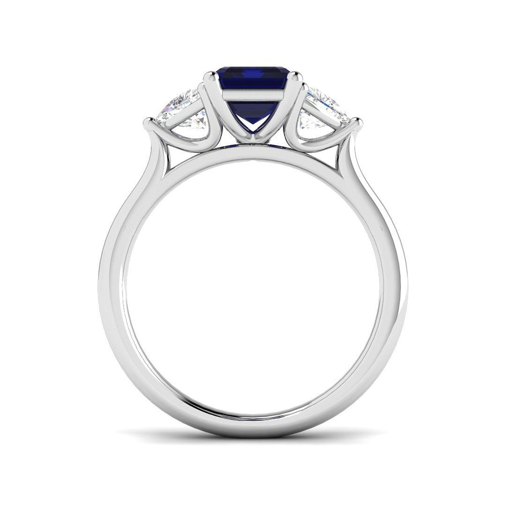 Blue Sapphire Three Stone Ring