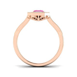 Pink Sapphire Halo Ring with Pave Diamonds Vintage Milgrain | UK Made