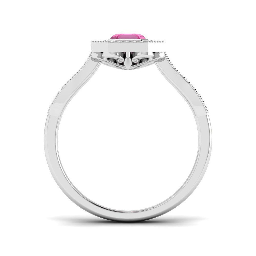 Emerald Cut Pink Sapphire Ring