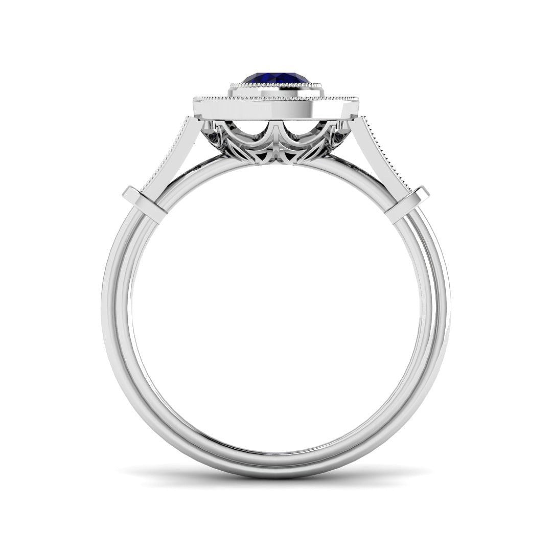Diamond Tobbribge Blue Sapphire Ring | 0.75ct