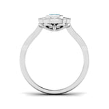 Side Profile Emerald Cut Aquamarine Ring with Milgrain Detailing