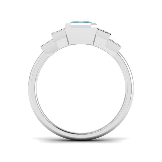 Side profile of Emerald Cut Aquamarine Ring