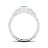 Side profile of Emerald Cut Aquamarine Ring