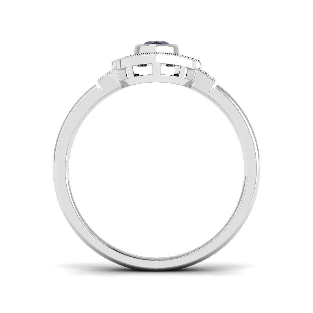 Diamond Barbek Blue Sapphire Ring | 0.25ct - 0.33ct