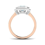 Emerald Cut Aquamarine Ring with Natural Diamonds in White Gold
