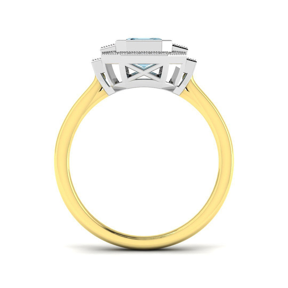 Vintage Emerald Cut Aquamarine Engagement Ring