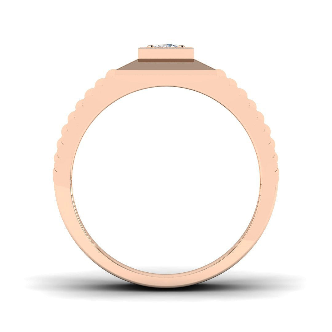 Classic Ribbed Diamond Signet Ring | 0.25ct | Hallmarked Gold