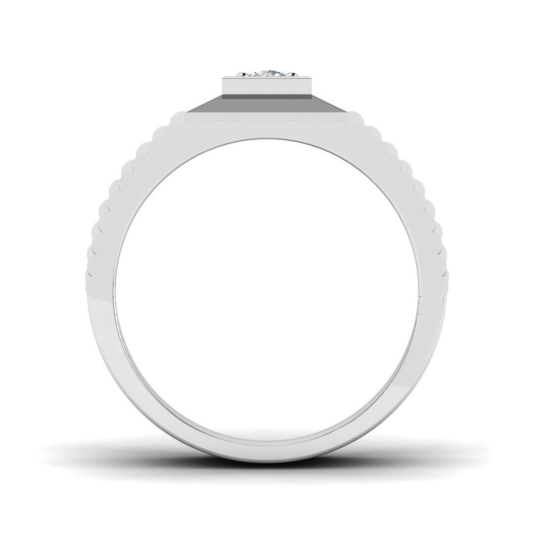 Classic Ribbed Diamond Signet Ring | 0.25ct | Hallmarked Gold