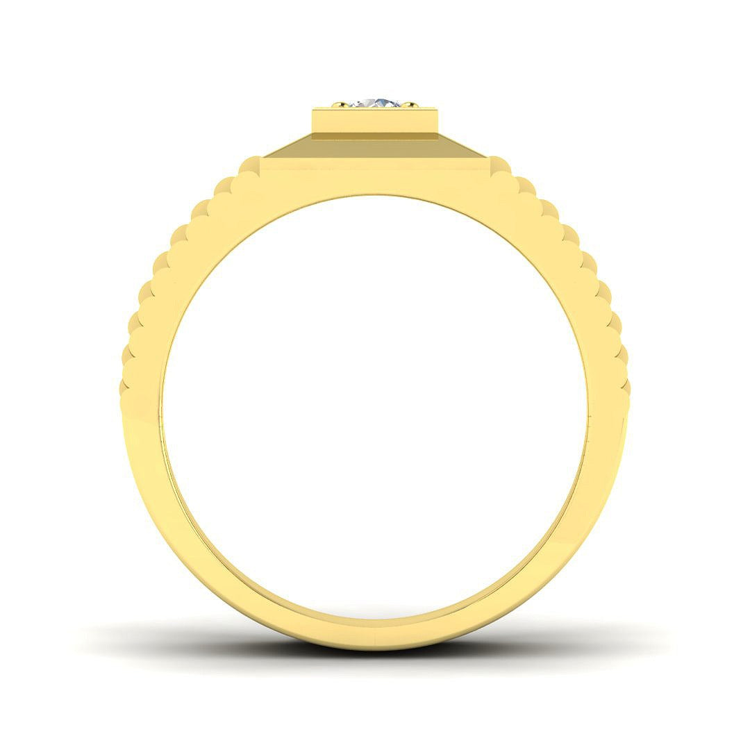 Classic Ribbed Diamond Signet Ring | 0.25ct | Hallmarked Gold