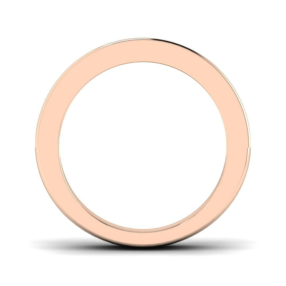 Pink Sapphire Half Eternity Ring with round diamond channel setting, showcasing a polished rose gold band.