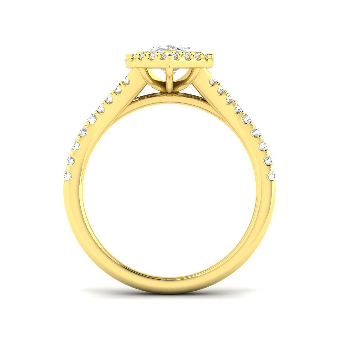 1.60Carat D-E/VS Lab Grown Diamond Halo Engagement Ring 9k Yellow Gold Ready To Ship