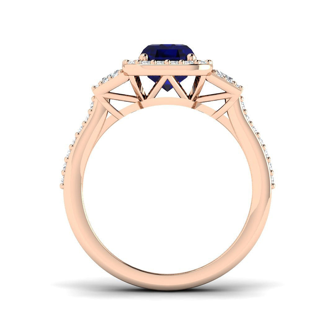 Diamond Kismarbock Blue Sapphire Ring | 2.75ct