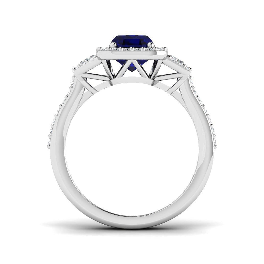 Diamond Kismarbock Blue Sapphire Ring | 2.75ct
