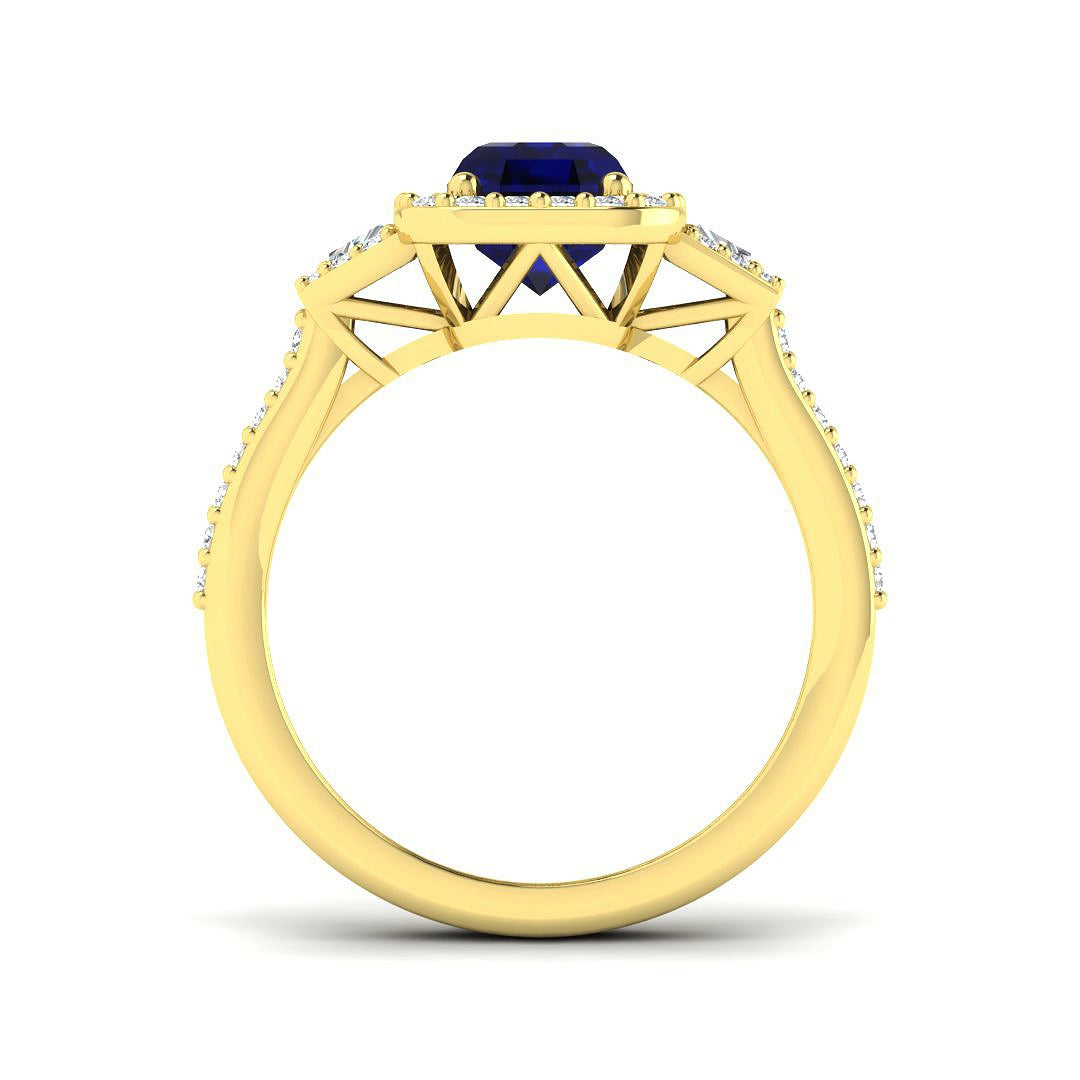 Diamond Kismarbock Blue Sapphire Ring | 2.75ct