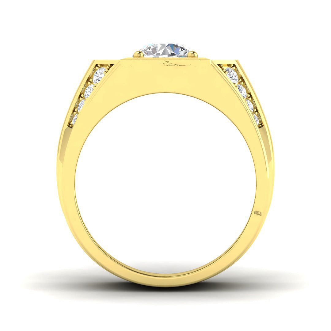 2.50Carat D-E/VS Lab Grown Signet & Diamond Engagement Ring 9k Yellow Gold Ready To Ship