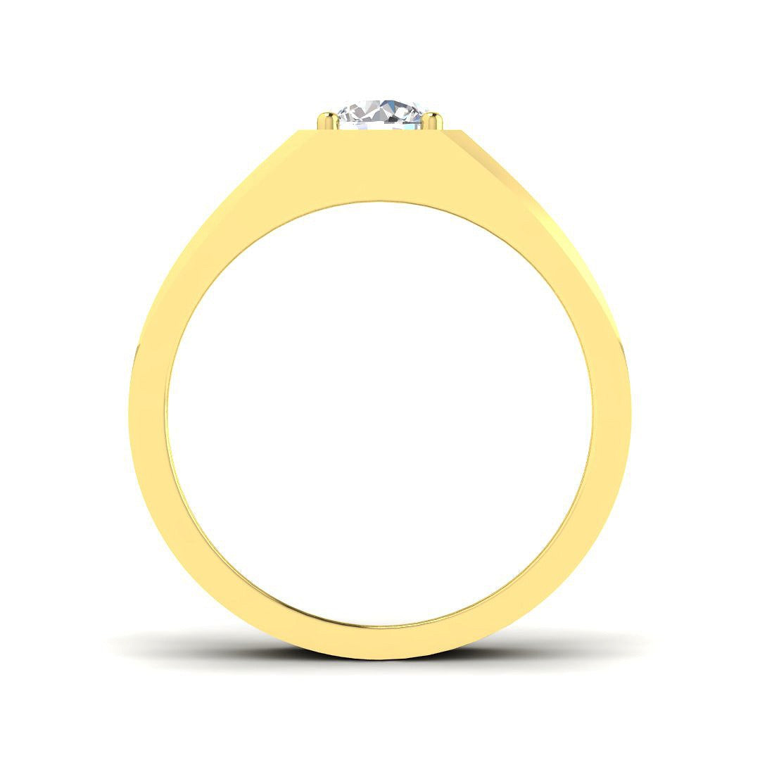 1.10Carat D-E/VS Lab Grown Signet & Diamond Engagement Ring 9k Yellow Gold Ready To Ship