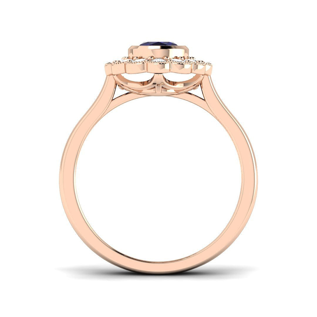 Diamond Harpebbeb Blue Sapphire Ring | 1.5ct
