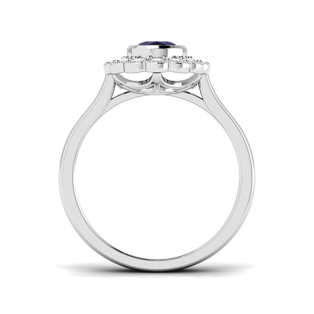 Diamond Harpebbeb Blue Sapphire Ring | 1.5ct