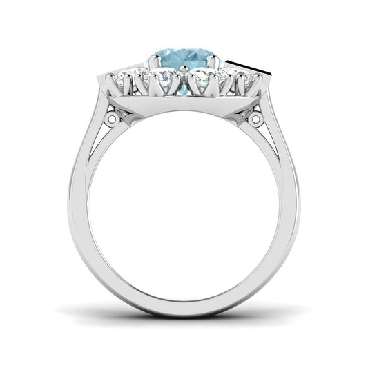 Side profile of Oval Cut Aquamarine Ring